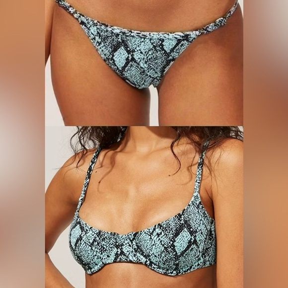 Solid & Striped Blue & Black Snakeskin Bikini Set – Top XS / Bottom M - Picture 1 of 7